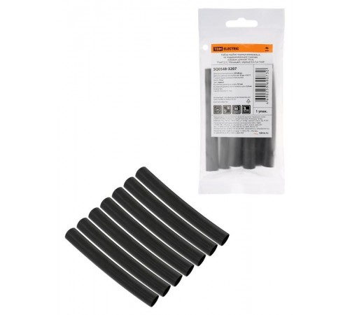 Набор трубок термоусаживаемых, клеевых "Моноцвет, черный 9,5/3,0 "  SQ0548-3207  TDM