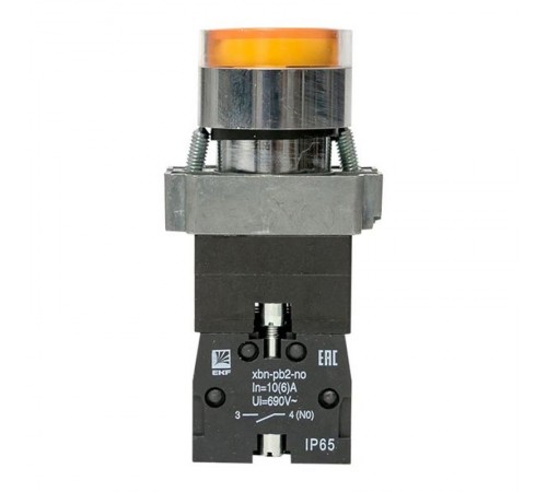 Кнопка BA51 с подстветкой 230В желтая NO IP65 PROxima  xb2-bw51-230-65  EKF