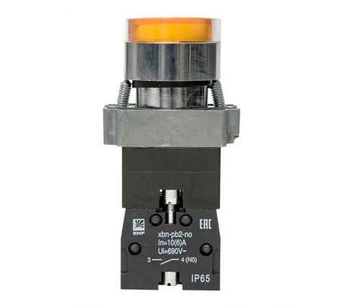 Кнопка BA51 с подстветкой 230В желтая NO IP65 PROxima  xb2-bw51-230-65  EKF