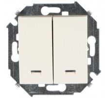 Simon 15 Сл. кость Выключатель 2-кл с подсветкой, 16А 250В, винт. зажим  1591392-031  Simon