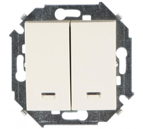 Simon 15 Сл. кость Выключатель 2-кл с подсветкой, 16А 250В, винт. зажим  1591392-031  Simon