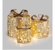 Светодиодные фигуры Подарки в форме цилиндра 15/20/25 см, цвет свечения теплый белый  503-326  NEON-NIGHT