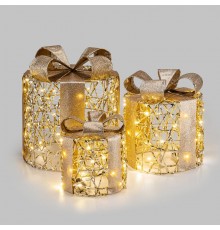 Светодиодные фигуры Подарки в форме цилиндра 15/20/25 см, цвет свечения теплый белый  503-326  NEON-NIGHT