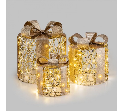 Светодиодные фигуры Подарки в форме цилиндра 15/20/25 см, цвет свечения теплый белый  503-326  NEON-NIGHT