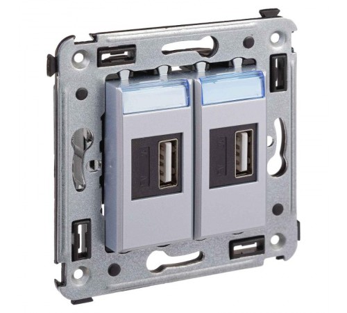 USB зарядное устройство в стену, "Avanti", "Закаленная сталь"  4404543  DKC