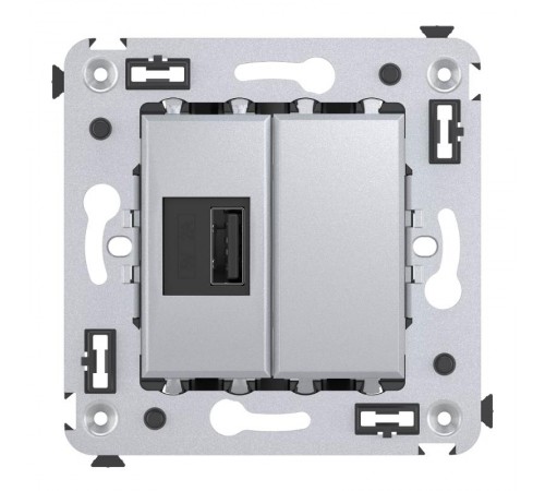 USB зарядное устройство в стену, "Avanti", "Закаленная сталь"  4404543  DKC