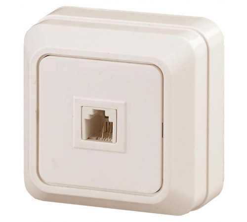 2-302-02 Intro Розетка телефонная RJ11, IP20, ОУ, Quadro, сл.кость  Б0027662  Intro