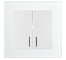 GLS10-7002-01 Выключатель 2-клавишный c индикатором 250В, 10А, серия Катрин, белый  39163  STEKKER