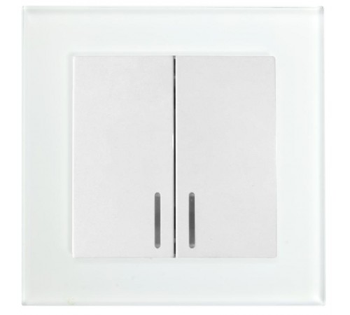 GLS10-7002-01 Выключатель 2-клавишный c индикатором 250В, 10А, серия Катрин, белый  39163  STEKKER