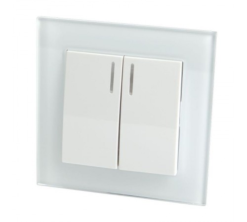 GLS10-7002-01 Выключатель 2-клавишный c индикатором 250В, 10А, серия Катрин, белый  39163  STEKKER