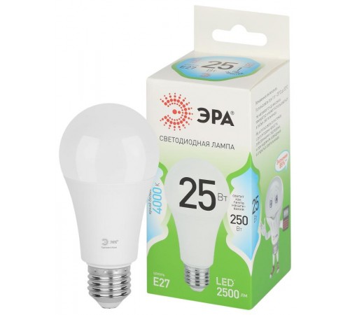 Лампа светодиодная  GREEN LINE LED A60-25W-840-E27 GL E27 25 Вт груша яркий белый свет  Б0067117  ЭРА