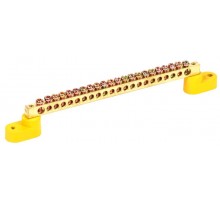 Шина PE "земля" на двух угловых изоляторах ШНИ-6х9-22-У2-Ж  YNN10-69-22C2-K05  IEK