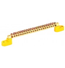 Шина PE "земля" на двух угловых изоляторах ШНИ-6х9-22-У2-Ж  YNN10-69-22C2-K05  IEK