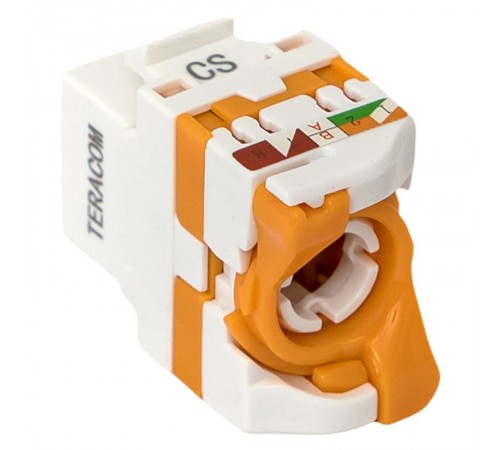 Модуль Keystone TERACOM CS Cat.6A неэкранированный 110 IDC 180 градусов самозажимной (Toolless) оранжевый  TRCS-KSTN-RT180-6AUTP-OR  EKF