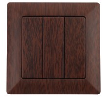 4-106-10 Intro Выключатель тройной, 10А-250В, СУ, Solo, венге  Б0043303  Intro