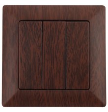 4-106-10 Intro Выключатель тройной, 10А-250В, СУ, Solo, венге  Б0043303  Intro
