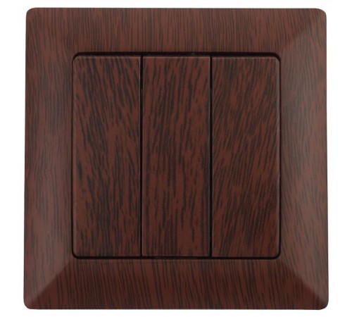 4-106-10 Intro Выключатель тройной, 10А-250В, СУ, Solo, венге  Б0043303  Intro