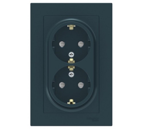 AtlasDesign Изумруд Розетка 2-ая с заземлением, со шторками, 16А, (в сборе с рамкой)  ATN000826  SE