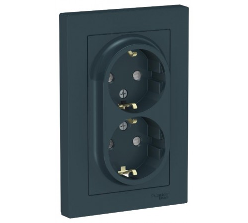 AtlasDesign Изумруд Розетка 2-ая с заземлением, со шторками, 16А, (в сборе с рамкой)  ATN000826  SE