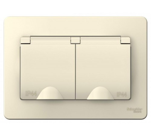 Blanca Молочный С/У Розетка 2-ая с заземлением со шторками IP44, 16А, 250В  BLNRS441122  SE