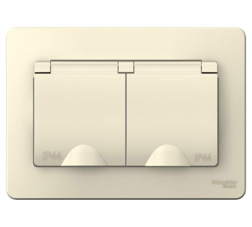 Blanca Молочный С/У Розетка 2-ая с заземлением со шторками IP44, 16А, 250В  BLNRS441122  SE
