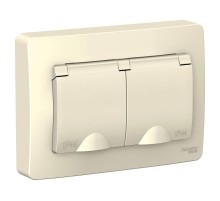 Blanca Молочный С/У Розетка 2-ая с заземлением со шторками IP44, 16А, 250В  BLNRS441122  SE