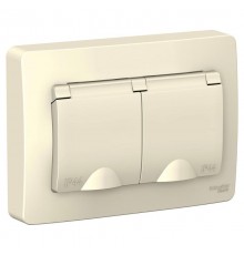 Blanca Молочный С/У Розетка 2-ая с заземлением со шторками IP44, 16А, 250В  BLNRS441122  SE