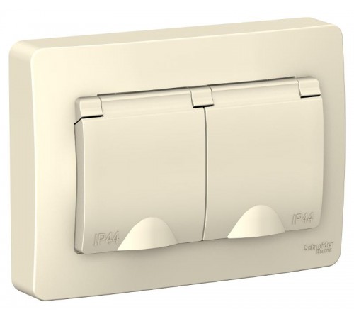 Blanca Молочный С/У Розетка 2-ая с заземлением со шторками IP44, 16А, 250В  BLNRS441122  SE