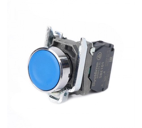 Кнопка SB4 в сборе модульная 22мм синяя с возвратом металл 1НО  SB4BA61  SE