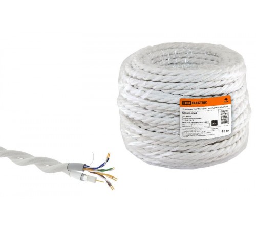 Ретро провод "Эко" TV + Internet витой, белый (45м)  SQ2803-0001  TDM