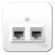 Blanca Белый О/У с изолирующей пластиной Розетка 2-ая ТЛФ/КОМП, RJ45+RJ11, кат.5E  BLNIA045111  SE