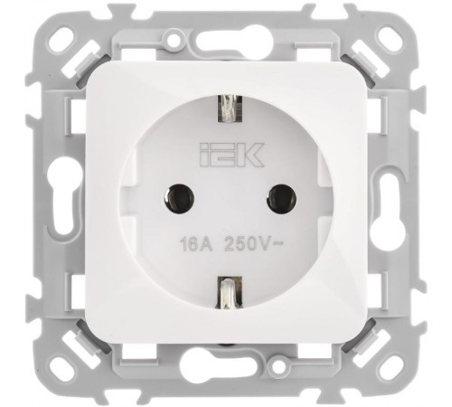 FLITE Розетка с заземлением без шторок быстрозажимные клеммы 16А РС11-1-ФлБ белый  FI-R11-16-1-K01  IEK