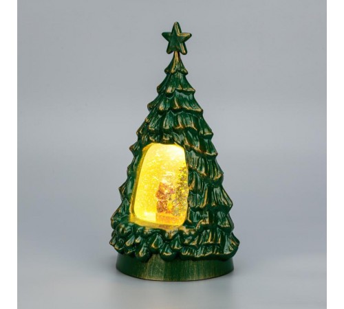 Светильник декоративный Новогодняя елка с подсветкой и конфетти, 19х17х33см, теплый белый, питание от USB  501-180  NEON-NIGHT