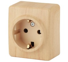 Розетка 11-2204-11  2P+E Schuko со шторками, 16АХ-250В, ОУ, Эксперт, Сосна Б0020690  ЭРА