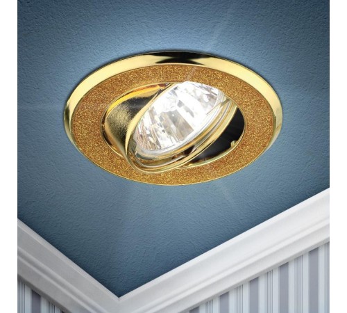 Светильник точечный встраиваемый под лампу DK18 50Вт MR16 золото/золот  C0043760  ЭРА