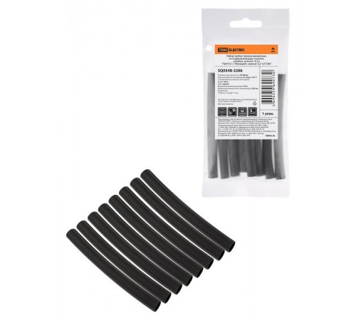 Набор трубок термоусаживаемых, клеевых "Моноцвет, черный 7,9/2,65 "  SQ0548-3206  TDM