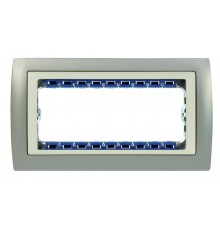 Simon 82 Рамка декоративная, (+суппорт), 8 узких (4 широких) модулей, S82C, Металл, алюминий-алюминий  82984-33  Simon