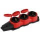 Колодка  KX-3e-RED-IP44 каучуковая с заземлением 3 розетки 16A IP44 красная  Б0068393  ЭРА