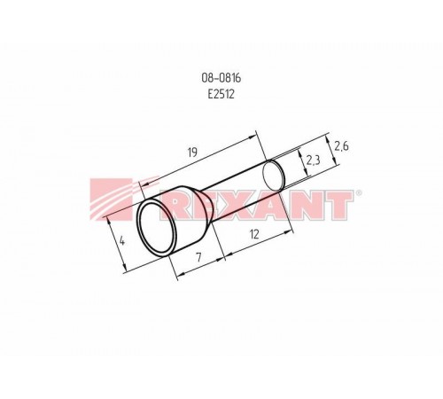 Наконечник штыревой втулочный изолированный F-12 мм 2.5 мм (НШВи 2.5-12) синий  08-0816  REXANT