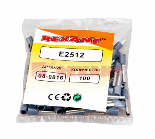 Наконечник штыревой втулочный изолированный F-12 мм 2.5 мм (НШВи 2.5-12) синий  08-0816  REXANT