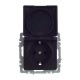 BRITE Розетка с заземлением со шторками с кр. 16А IP44 РСбш10-3-44-БрЧ черный  BR-R16-16-44-K02  IEK