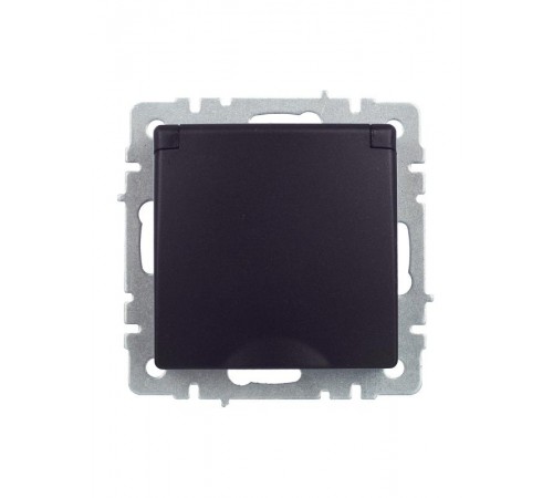 BRITE Розетка с заземлением со шторками с кр. 16А IP44 РСбш10-3-44-БрЧ черный  BR-R16-16-44-K02  IEK