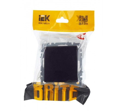 BRITE Розетка с заземлением со шторками с кр. 16А IP44 РСбш10-3-44-БрЧ черный  BR-R16-16-44-K02  IEK