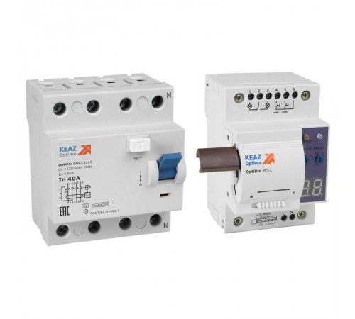 Моторпривод OptiDin MD-L-УХЛ4 + ВДТ без защиты от сверхтоков OptiDin DM63-4225-AС-УХЛ4 (4P, 25, 30mA)  361845  КЭАЗ