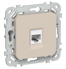 FLITE Розетка компьютерная RJ45 кат.6 UTP РК6-1-0-ФлЛ льняной  FI-K12-2-K88  IEK