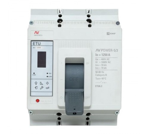 Выключатель автоматический AV POWER-5/3 1250А 70kA ETU6.2 AVERES  mccb-53-1250M-6.2-av  EKF