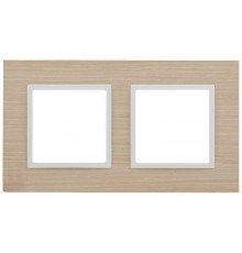 14-5302-01 Рамка на 2 поста, дерево, Elegance, белён.дуб-бел (5/50/1200)  Б0049149  ЭРА