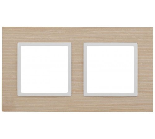 14-5302-01 Рамка на 2 поста, дерево, Elegance, белён.дуб-бел (5/50/1200)  Б0049149  ЭРА
