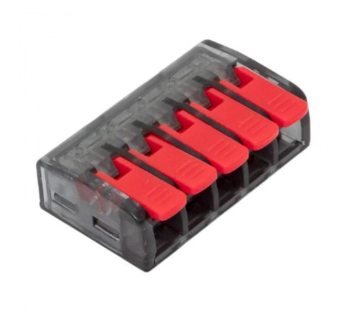 Строительно-монтажная клемма СМК 221-615 с рычагом 5 отверстий 0.5-4.0(6) мм2 EKF PROxima  plc-smk-221-615  EKF