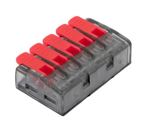 Строительно-монтажная клемма СМК 221-615 с рычагом 5 отверстий 0.5-4.0(6) мм2 EKF PROxima  plc-smk-221-615  EKF